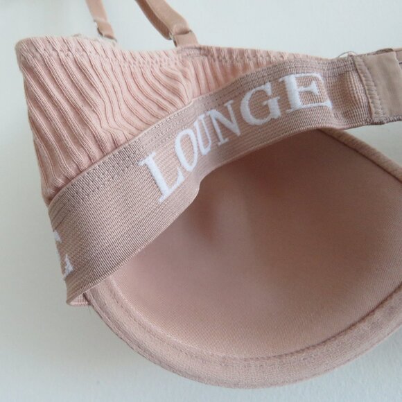 LOUNGE T-Shirt Bra in Ribbed Taupe Nude Comfort Neutral Minimalist - Size 34F - Picture 10 of 12